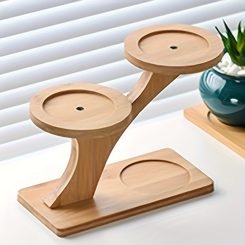 

1pc Multifunctional Bamboo Plant Stand, Curved Design With 2 Top Platforms, Ideal For Succulents And Potted Plants, Home, Office, Or Balcony Decor, Great Gift For Garden Enthusiasts