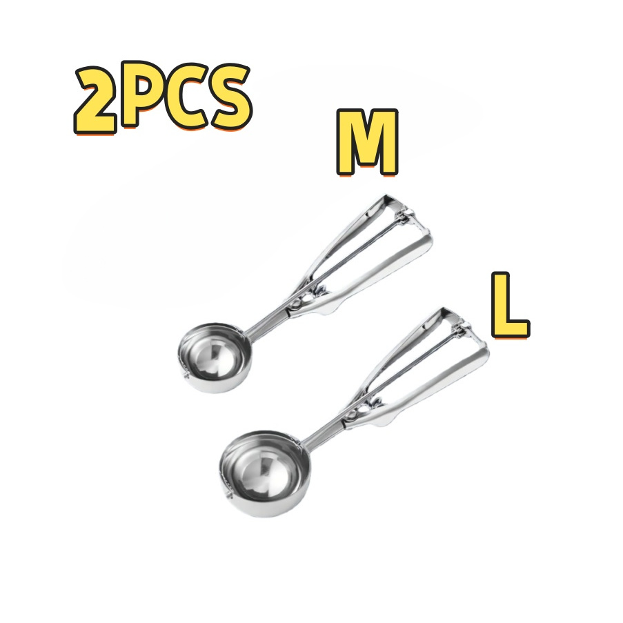 TEMU 2pcs Stainless Steel Ice Cream Scoop, Cookie Scoop Dough Scoop, Baking Stainless Steel Scoop With Trigger Release, Suitable For Cupcakes, Ice