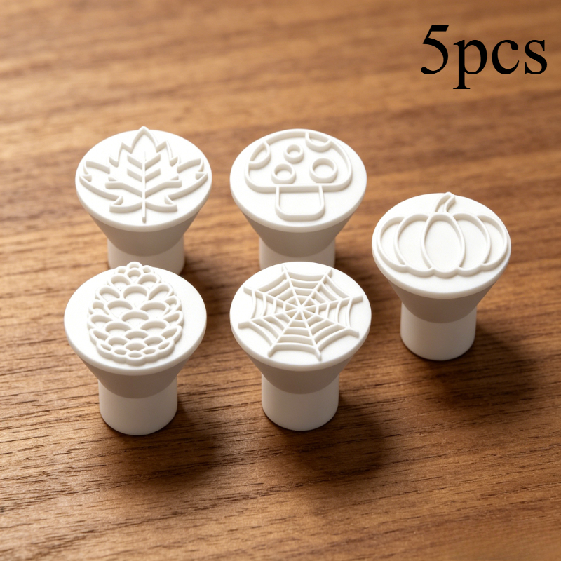 TEMU 5pcs Autumn-themed Clay Stamp Set, Reusable Autumn Pattern Embossed Stamps With Clear And Beautiful Designs, Suitable For Polymer Clay, Pottery