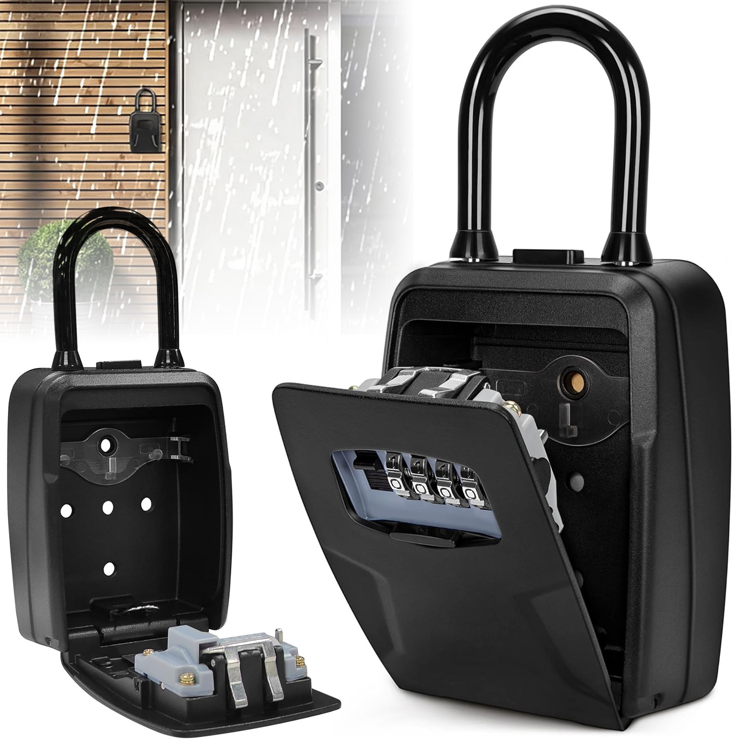 Image of 4-digit Combination Key Box, Heavy Duty Metal , Wall Mounted Storage For Indoor Outdoor