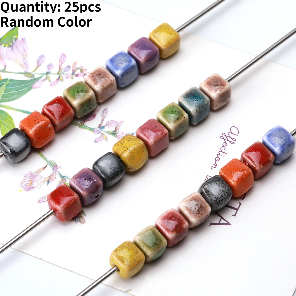 25pcs Vintage Speckled Glazed Ceramic Beads for DIY Jewellery Making
