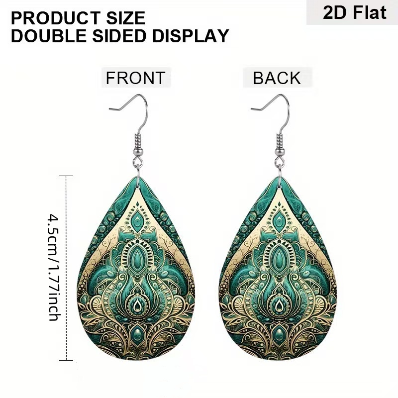 Elegant Green Bohemian Teardrop Acrylic Earrings