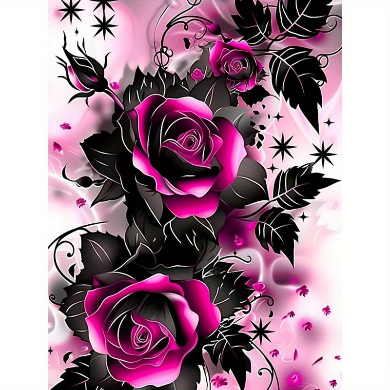 TEMU 30 X 40 Cm / 11.8 X 15.7 Inches Purple Flower Diamond Painting Full Diamond Mosaic Art Pictures 5d Handmade Gift Home Decoration