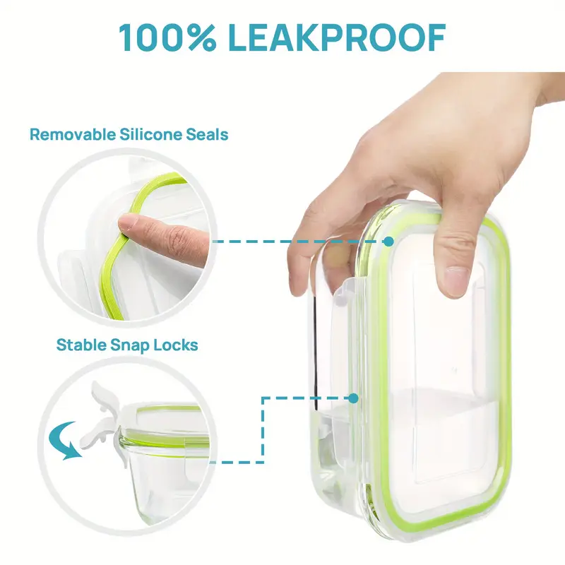 8 dish transport bus tubs glass food storage containers with airtight lids meal prep containers grass green Product details 2