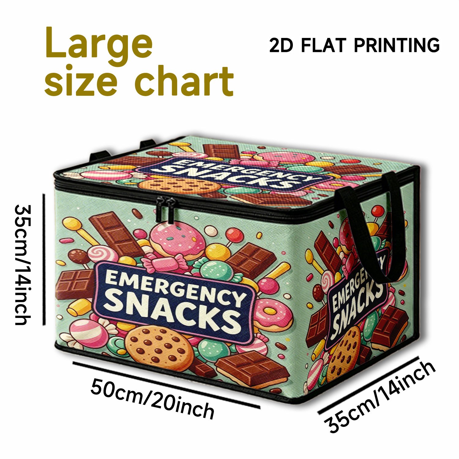 TEMU 1pc Cube Storage Box, Emergency Snack Candy Pattern, With Zipper And , Outdoor Storage Box, For Gifts, Lidded Storage Box, Suitable For Kitchen,