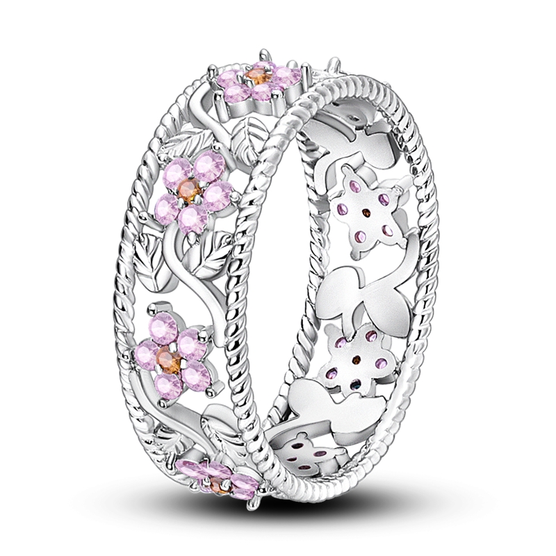 Women's Exquisite 925 Sterling Silver Crabapple Flower Ring