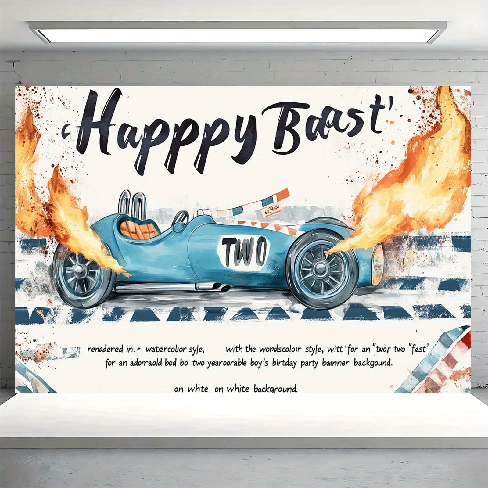 Yeele Fotohintergrund – 2. Geburtstag Rennwagen-Motiv | Party-Deko Für Kinder | Verschiedene Größen
