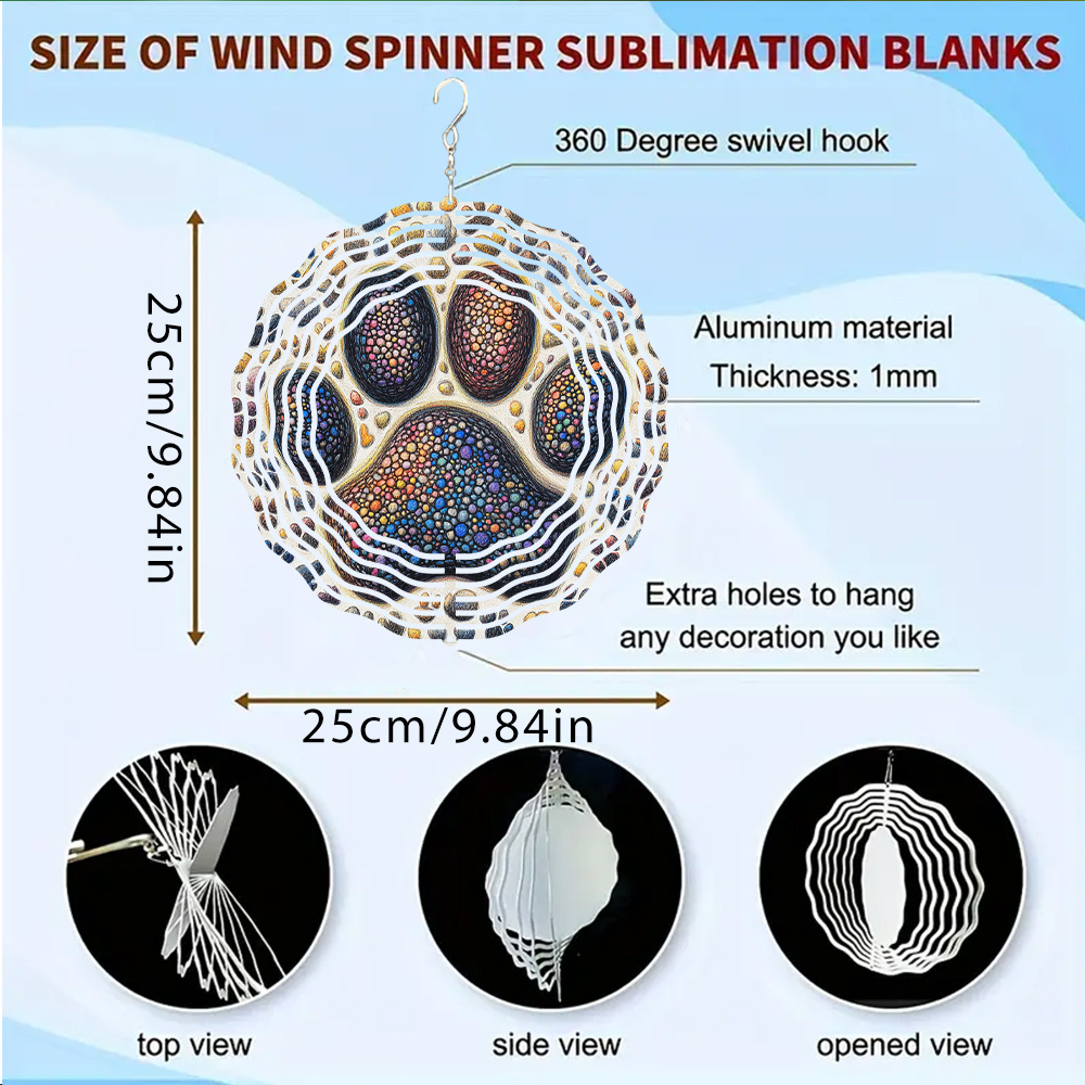 TEMU 1pc Large Metal Wind Chime With 360° Rotating Wind-activated Sound - Outdoor/ Hanging Decor, 3d For Weddings, Christmas, For Halloween,