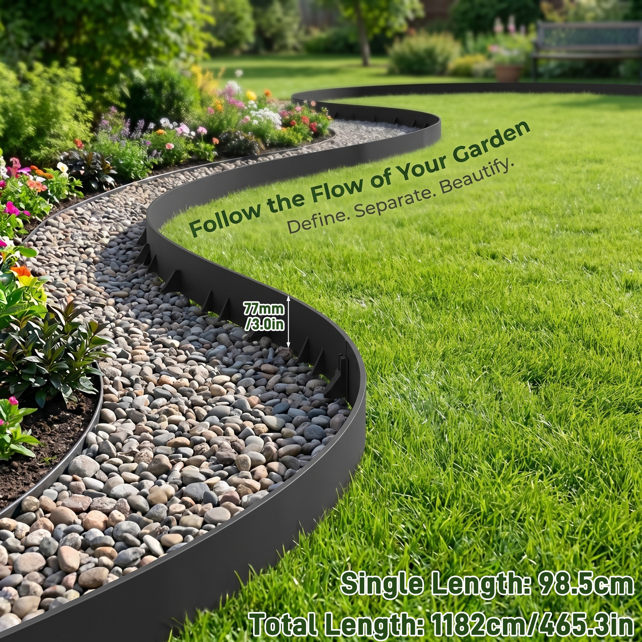 Image of 12pcs Garden Stakes, Lawn Edging, Decorative Stakes, Flower Bed Border, Mowing Edge, Garden Bed Fencing With Ground Nails, , Height 56/76mm