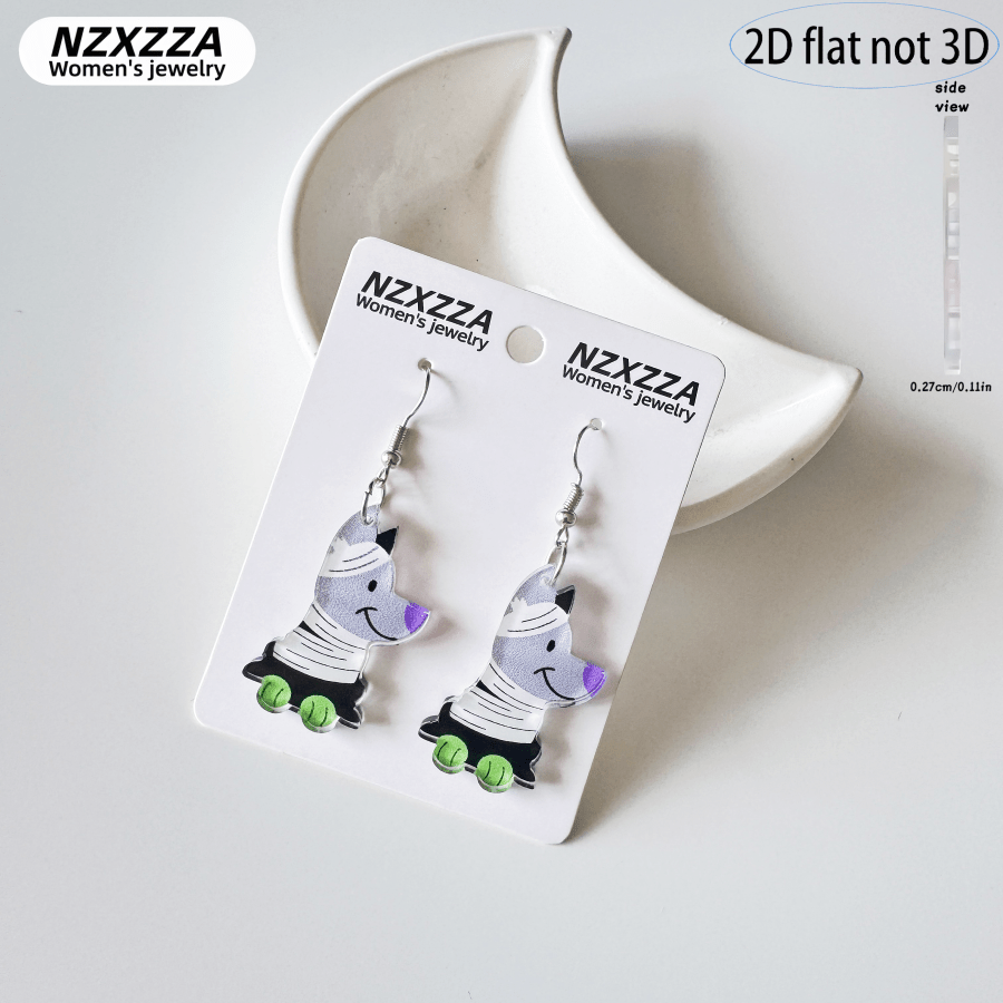 6 Pairs Cute Cartoon Witch Dangle Hook Earrings