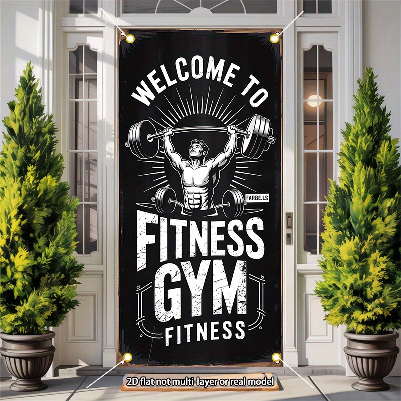 TEMU 2d Flat, 2d Door Banner, 1pc 2d Flat Printing Door Banner, 2d Plane, 2d Plane- 2d Door Canvas 1pc Door Canvas 2d Plane Printing| Fitness Welcome