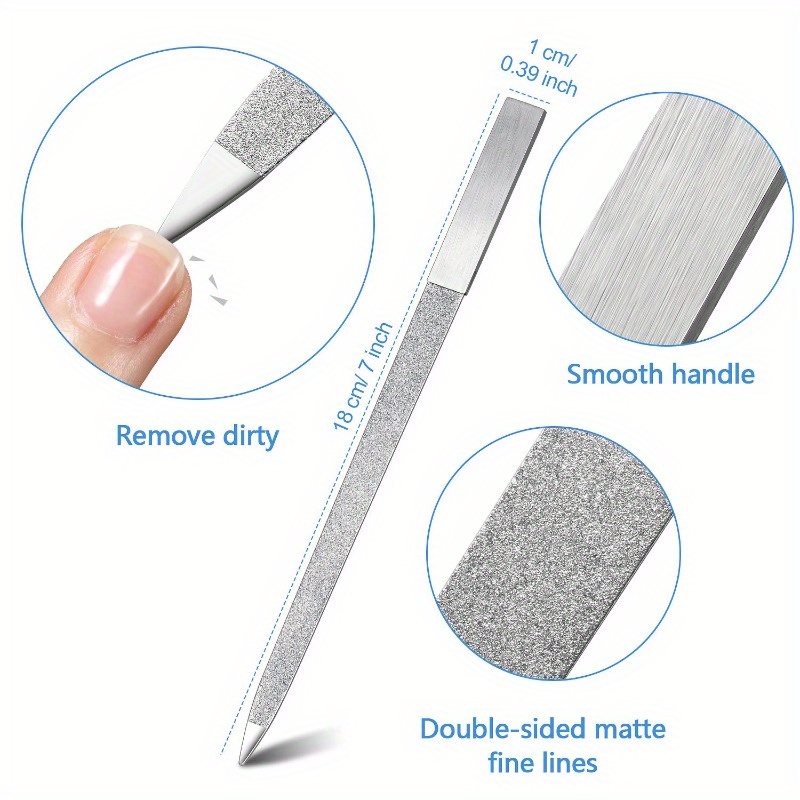 6pcs Diamond Nail File Stainless Steel Double Side