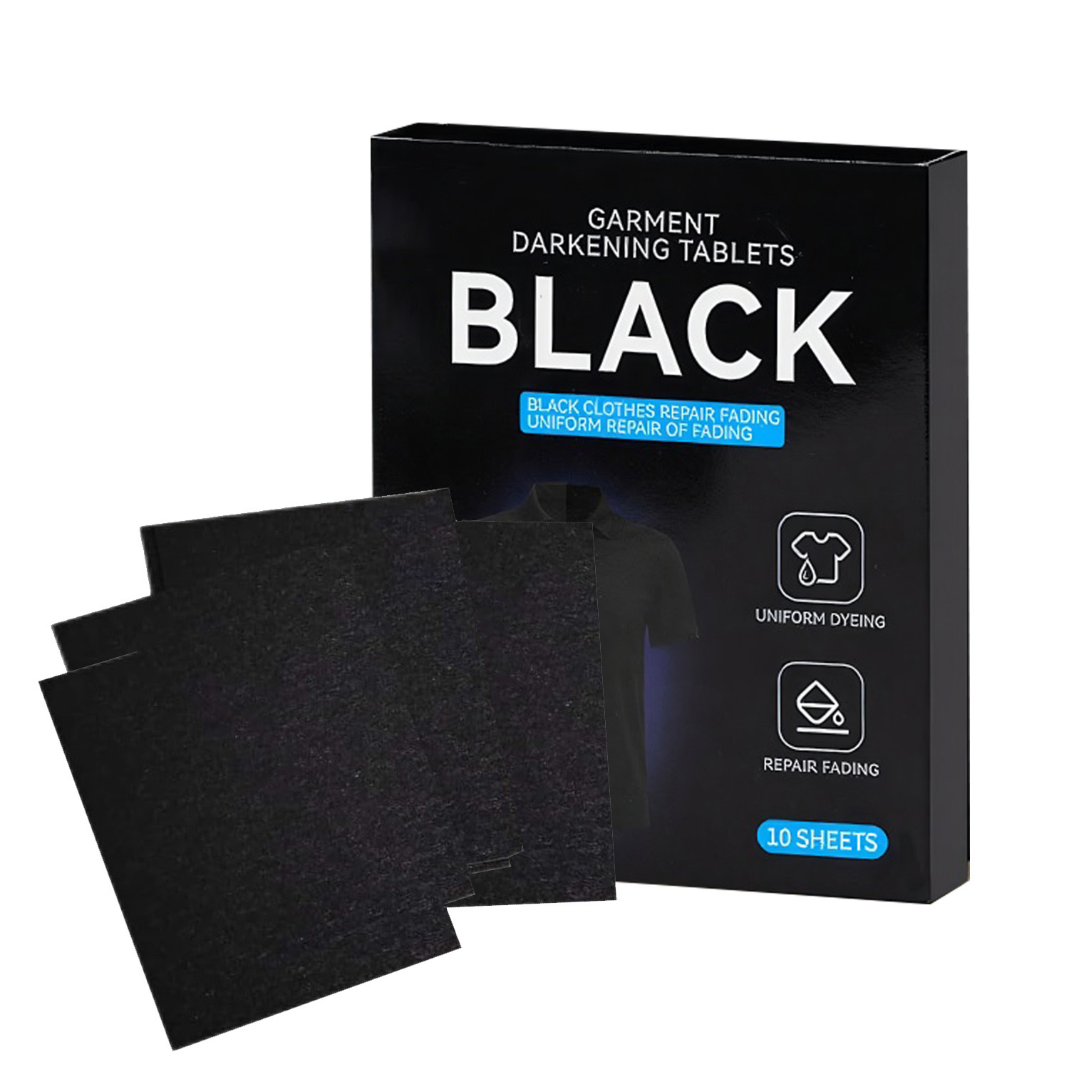 TEMU 10-pack Black Clothes Color Restorer Laundry Sheets - Non-woven Fabric For Restoring And Maintaining Black Clothes, Compatible With All Washing