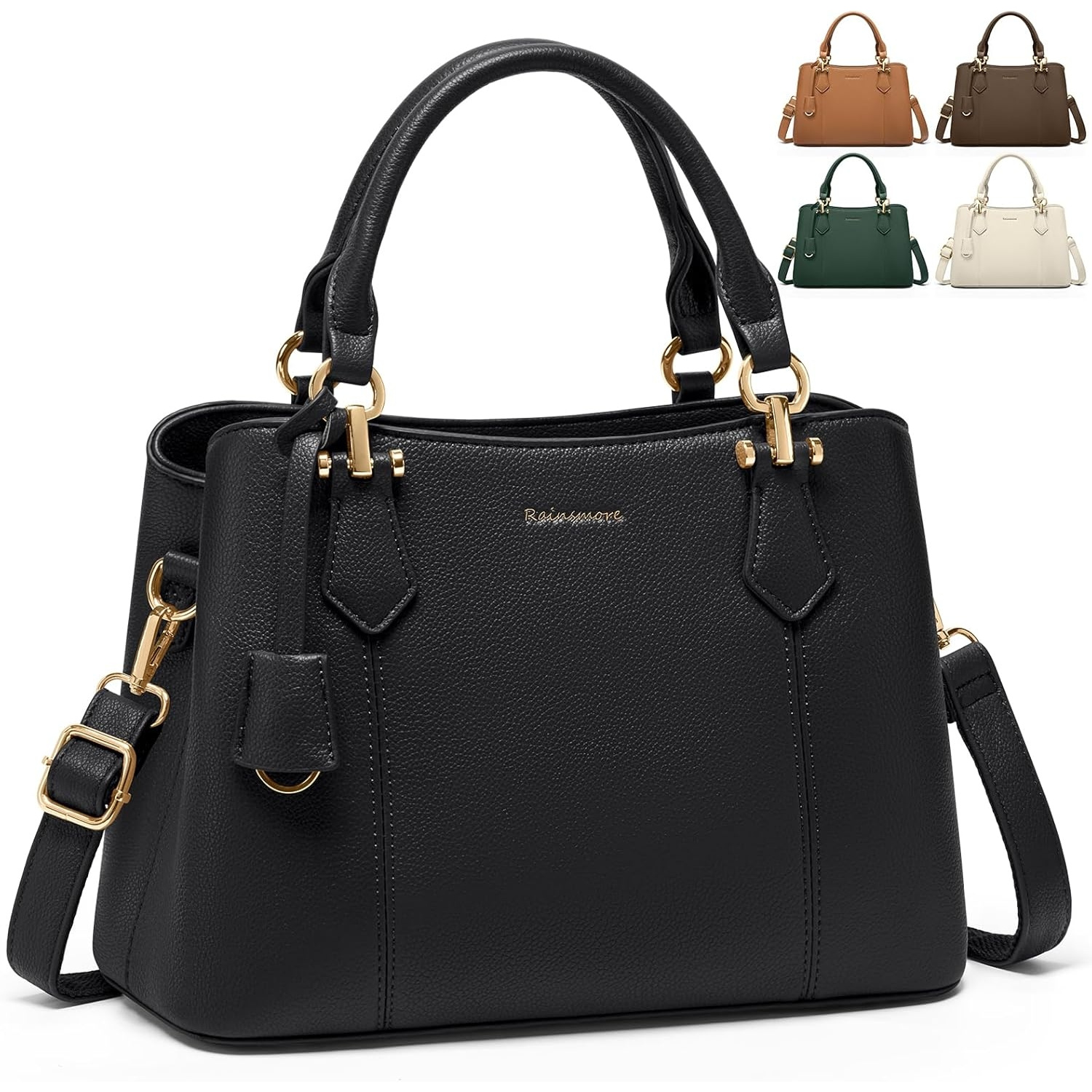 Image of Rainsmore Handbag Women's Medium Pu Women's Handbags Small Handbags Women's Shoulder Bag Women's Tote Bag Shoulder Bags, Black
