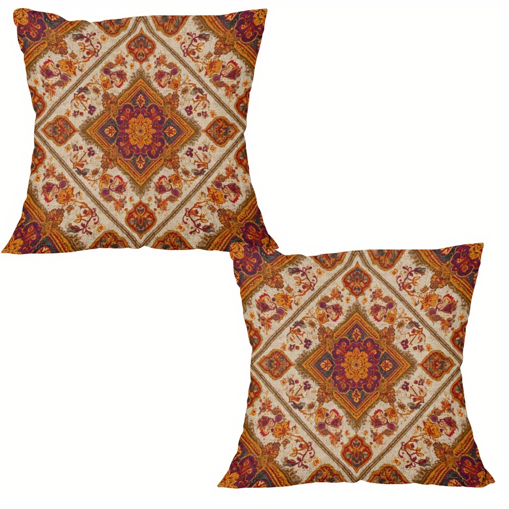 TEMU A Throw Pillow Cover Featuring A 2pcs Seamless Design In Soft, Neutral, And Earthy Brown Shades, Measuring 18x18 Inches (45x45 Cm). This Short