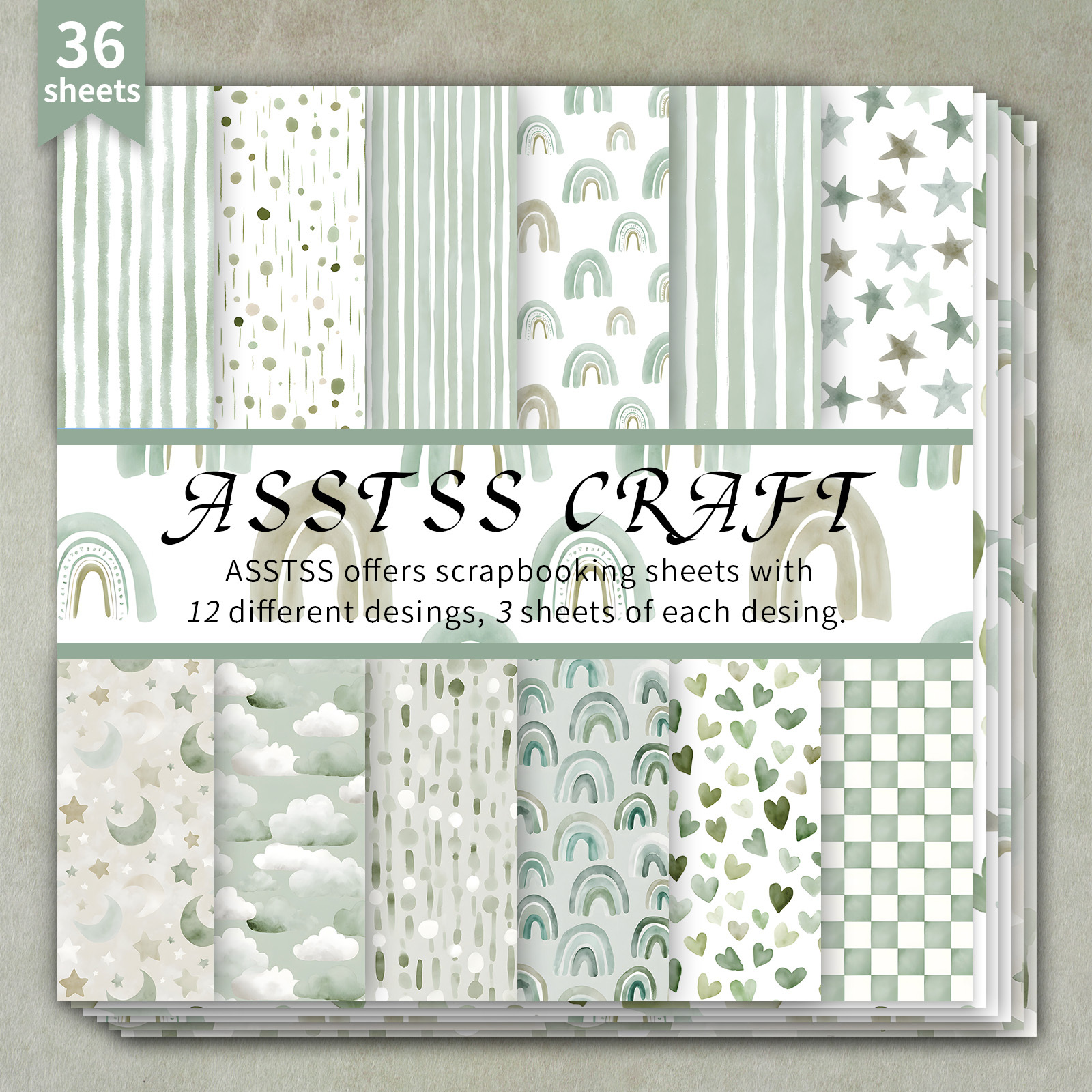 TEMU Bloc de papier scrapbooking de 36 feuilles mesurant 6X6 pouces, avec un design aquarelle ludique idéal pour la guérison, fabriqué à partir de