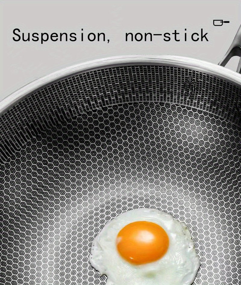 versatile non stick stainless steel   wok   gas induction cooking easy clean essential kitchen accessory details 3