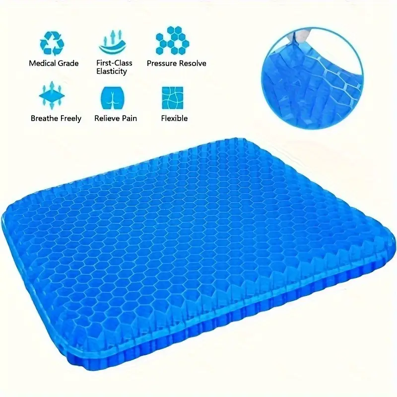 3 1pc gel cushion with non slip cover honeycomb design durable zipper closure for office home car chair use non slip cover absorbs pressure points cooling and comfortable details 3