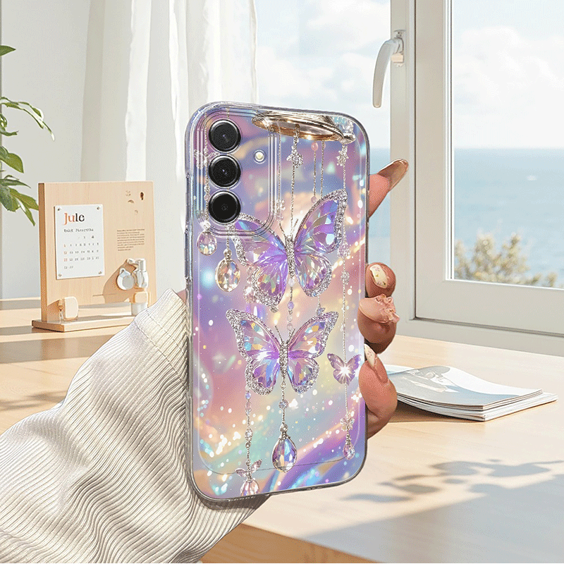 TEMU Phone Case - Iridescent Crystal Phone Case For Galaxy A03s A04 A05s A06 A07 A13 A14 A15 A16 5g A17 A22 A23 A24 A25 A26 A32 A34 A35 A36 A37 A52