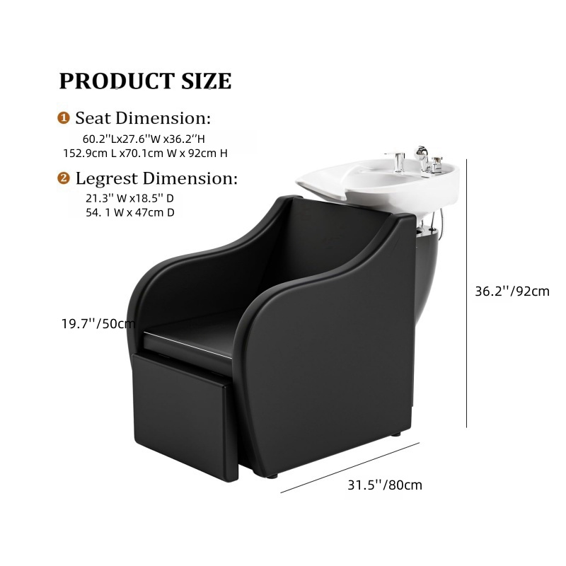 for salon hair wash chair with white porcelain shampoo bowl electric shampoo station   barber chair   massage hairdressing equipment Product details 0