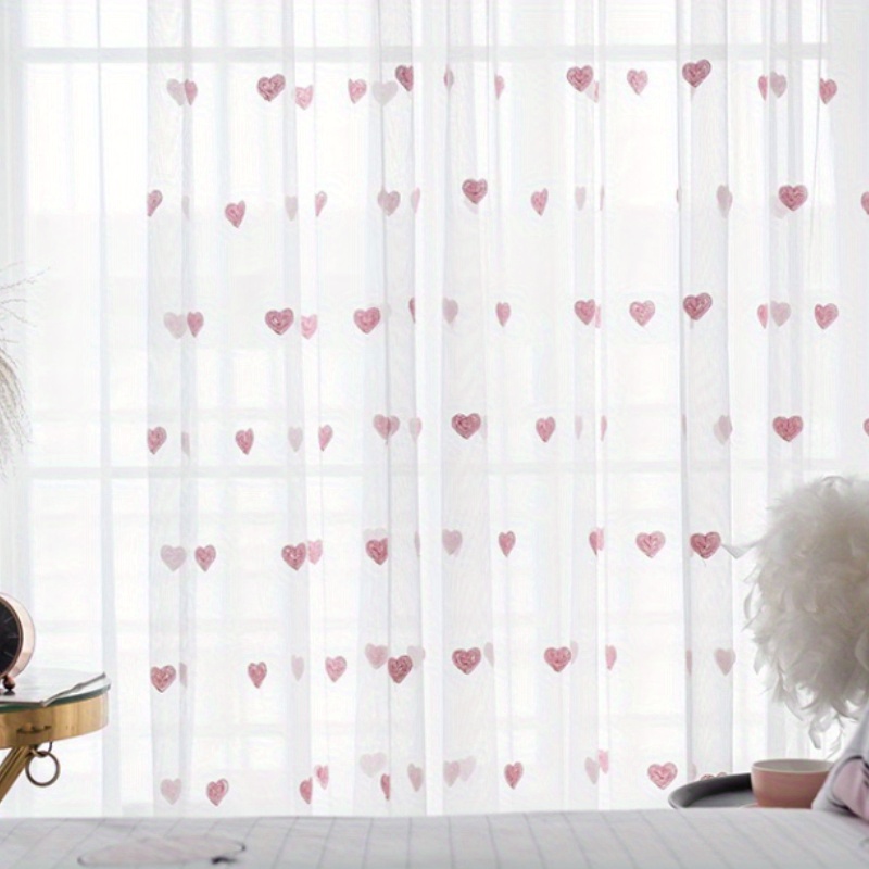 TEMU 1 rideau de gaze "Belle " style princesse pour chambre à coucher, écran de fenêtre, rose , luxe, coréen, balcon, pur, rideau flottant