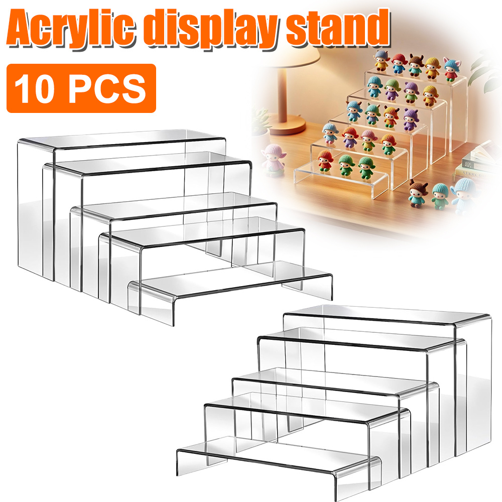 TEMU 10pcs Set Of U-shaped Transparent Acrylic Display Stand, Mini Exhibition Table, Shelf Parts, Durable Transparent Display Stand For Home