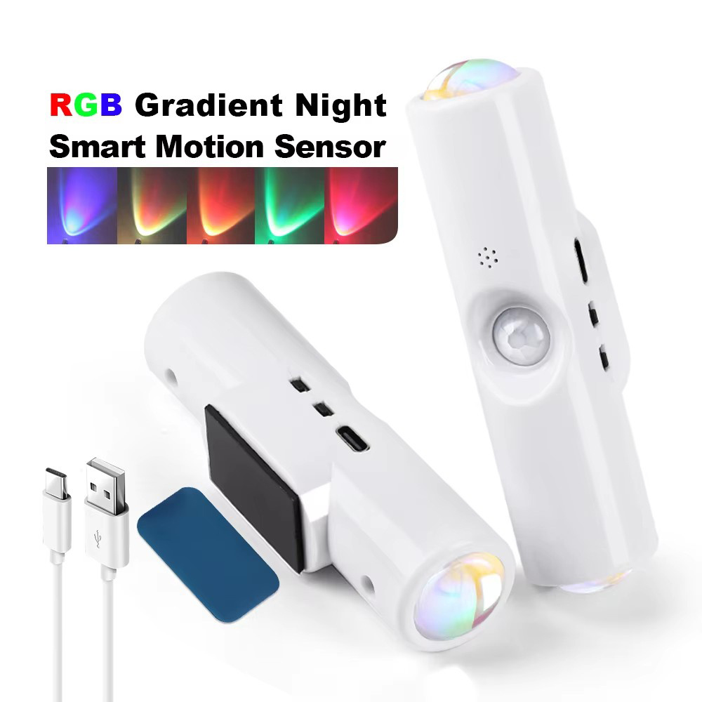 4pcs RGB Rechargeable Smart LED Motion Sensor Ambient Light