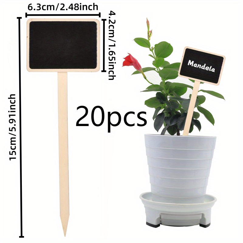 E-shop 20 Stück Mini-Holztafel-Pflanzenetiketten - Dekorative Schwarze Tafeln mit Stakes für Garten, Blumentopf und Heimdekoration, für Nachrichten und