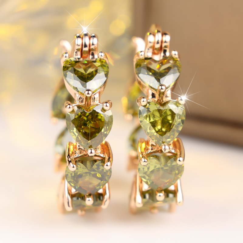 TEMU Angol 1 Pair Heart-shaped Stacked Hoop Unisex Earrings Inlaid With Colorful Fine Sparkly Synthetic Zirconia Fashion Easy Individual Exquisite