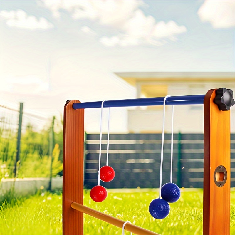 6pcs Ladder Toss Game Set - Durable PP Outdoor Throwing Balls in Vibrant Red/Blue Design, Includes Backyard Beach Games, Perfect for Family Parties and Backyard Activitie