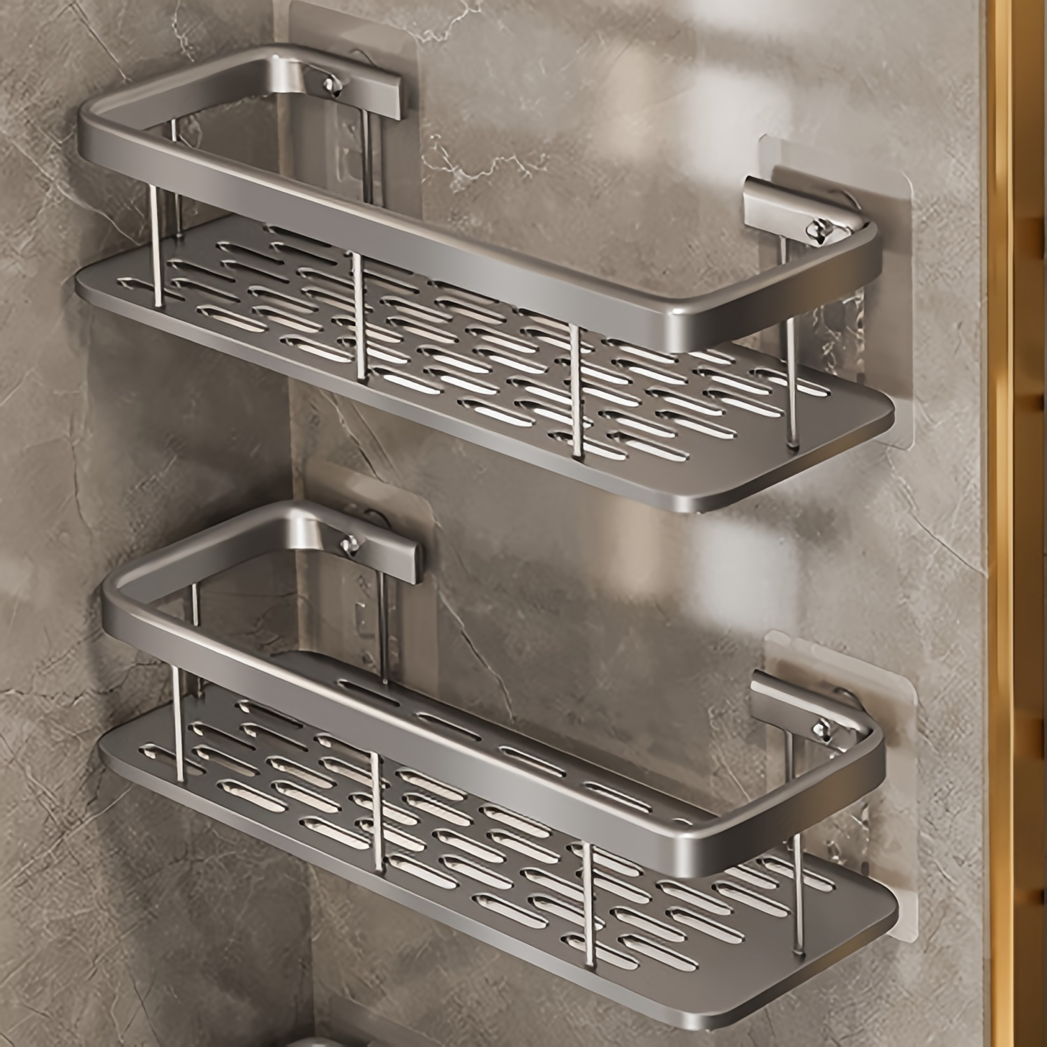 TEMU Great Value And To Use - 2pcs Shelf Set, Portable Corner Hanging Organization Artifact, Bathroom And Toilet Storage, Very Stable, To Drill ,