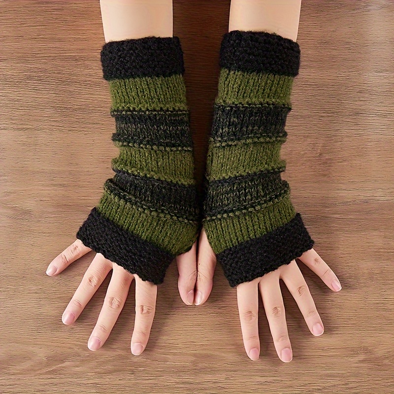 TEMU Women's Fingerless Gloves - Polyester Elastic, Comfortable And Warm, Color- Design, Perfect For Fall Winter, Ideal Christmas Gift, Suitable For