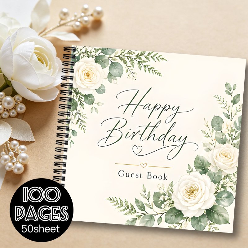 TEMU 1pc 'or " Anniversaire", 'or à carré avec décor aquarelle , Eucalyptus vert, Cadeau idéal pour amis et famille, Convient à divers événements de