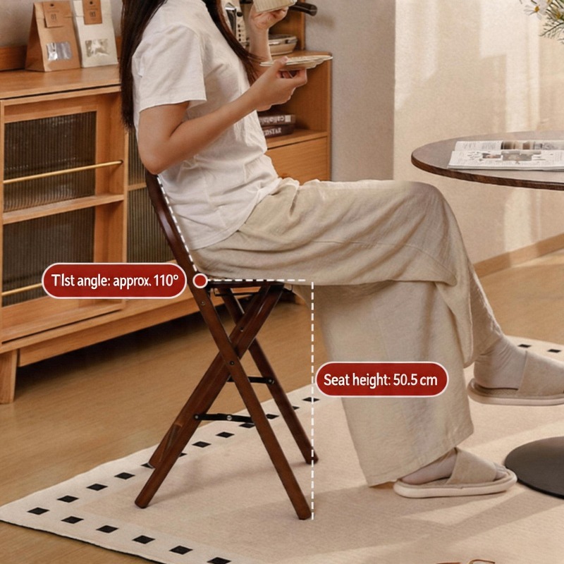 1pc, Bamboo Portable Rattan Folding Stool with Handle, Home Dining Chair, Vintage Style Leisure Chair, Space Saving - Perfect for Restaurant, Living Room, Kitchen, Bar, Dormitory