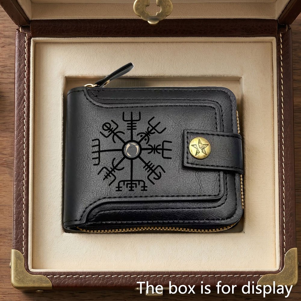 TEMU Men's Luxurious Viking Compass Business Wallet, Unisex Id Holder, Men's Ticket Case And Document Bag, Men's Card Holder, Suitable For Daily And