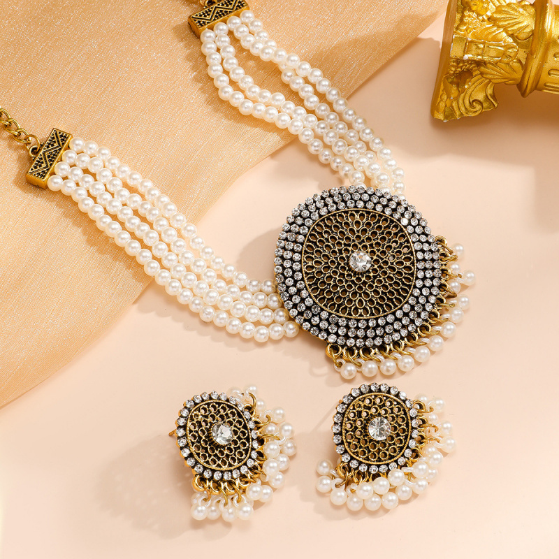 Women's Imitation Pearl Multi-Layer Trendy Necklace, Retro Style