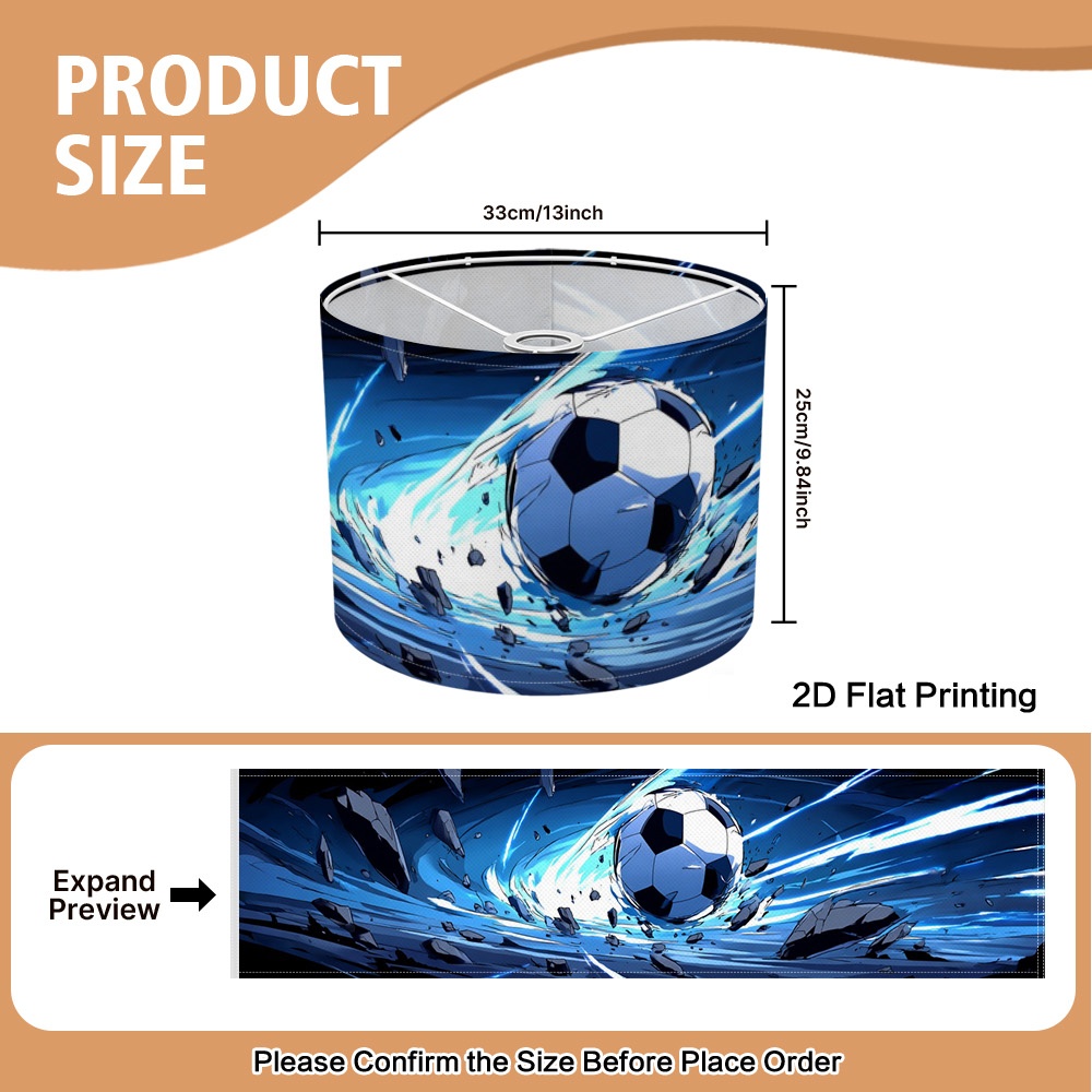 TEMU 1 pièce Abat-jour moderne sur le thème du football, adapté aux luminaires d'intérieur, abat-jour cylindrique de place pour plafond/suspension