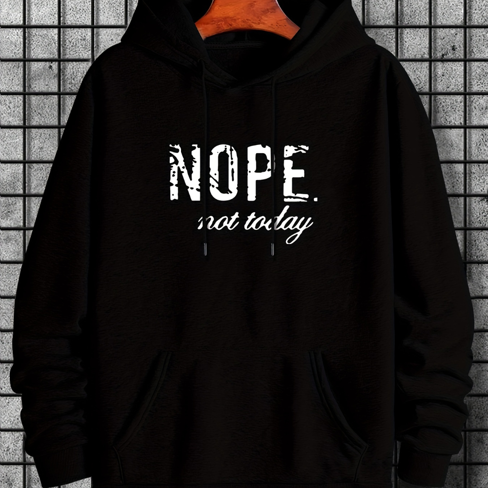 

Nope Funny Print Men's Warm Hoodies With Kangaroo Pocket And Long Sleeve Hooded Sweatshirt Loose Casual For Autumn Winter