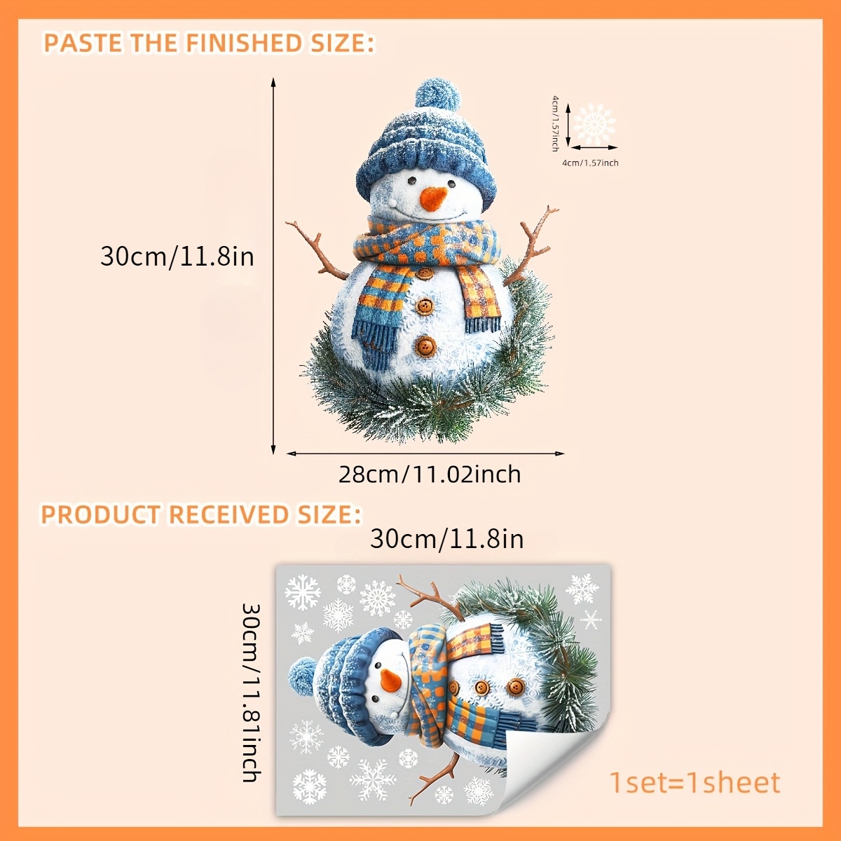 christmas snowman   scarf window cling double sided removable pvc static decal for festive   glass decor details 4