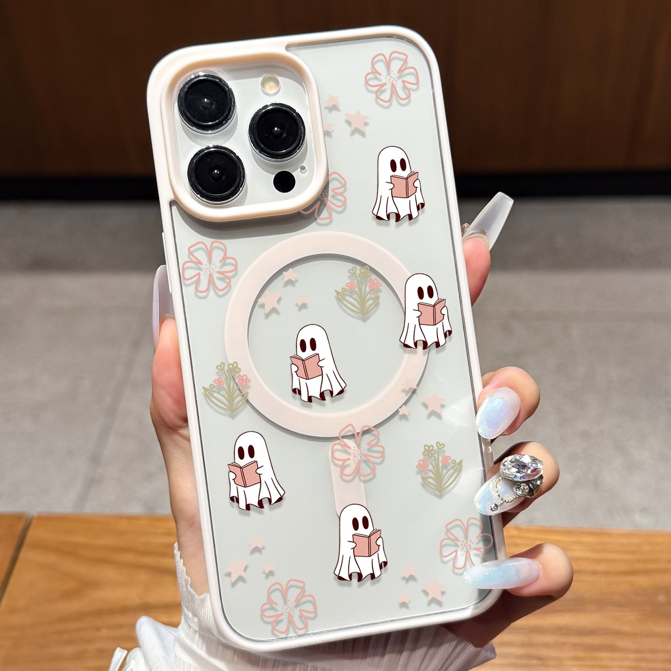 TEMU Phone Case - Transparent Magnetic Phone Case For And , Featuring A Cute Reading Design. Compatible With Iphone 14/13/12 Series, This Cartoon
