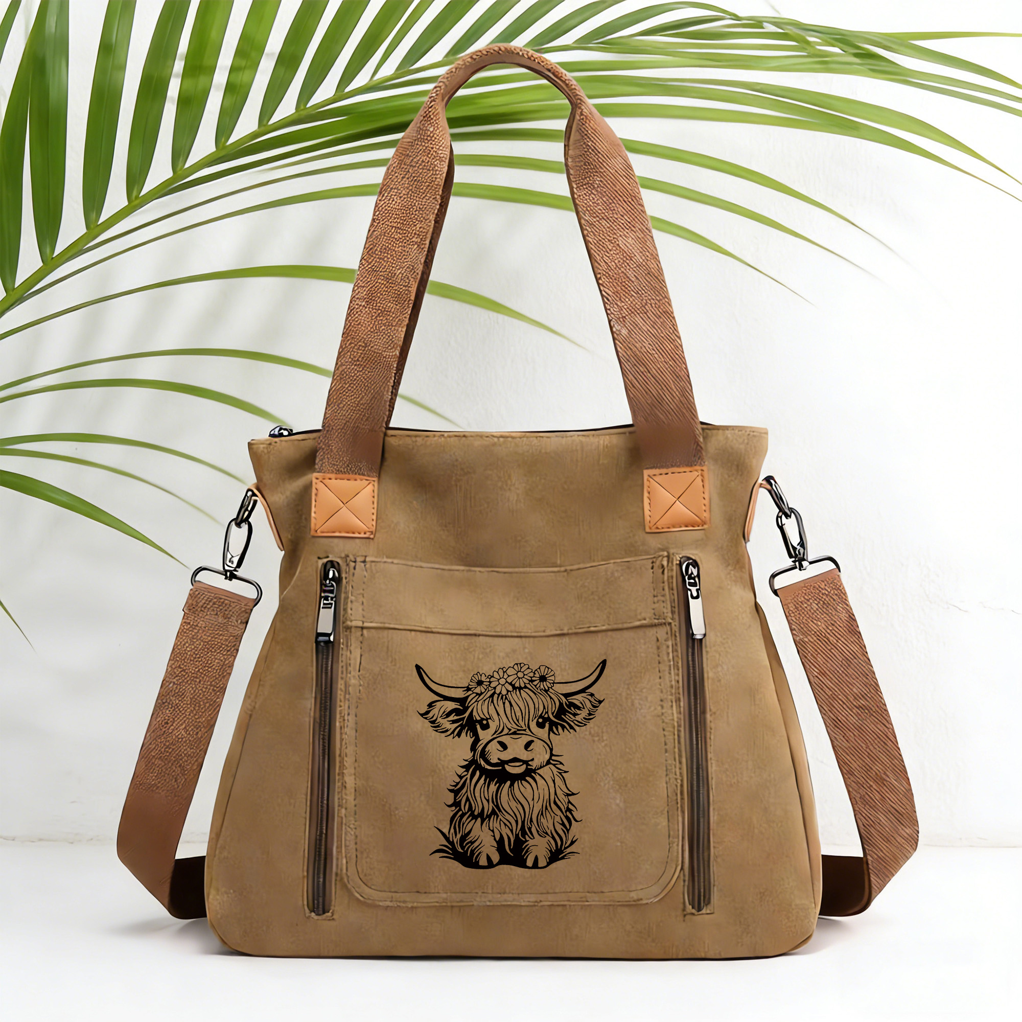 TEMU Patterned Women's Crossbody Bag | Detachable Shoulder Strap, Zip Closure, Multiple Pockets, Large Capacity, Suitable For Everyday Use, Travel,