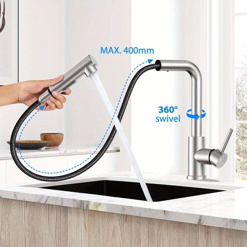 Kitchen Tap, With Extendible Shower Head, L-shaped Faucet, Bar Sink Faucet With Telescopic Head, Single Lever Mixer Tap With Types