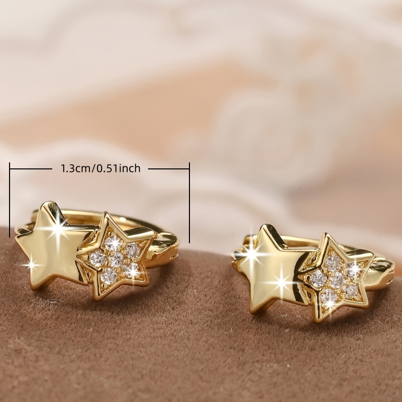 Women's Blingbling Double Star Hoops with April Birthstone