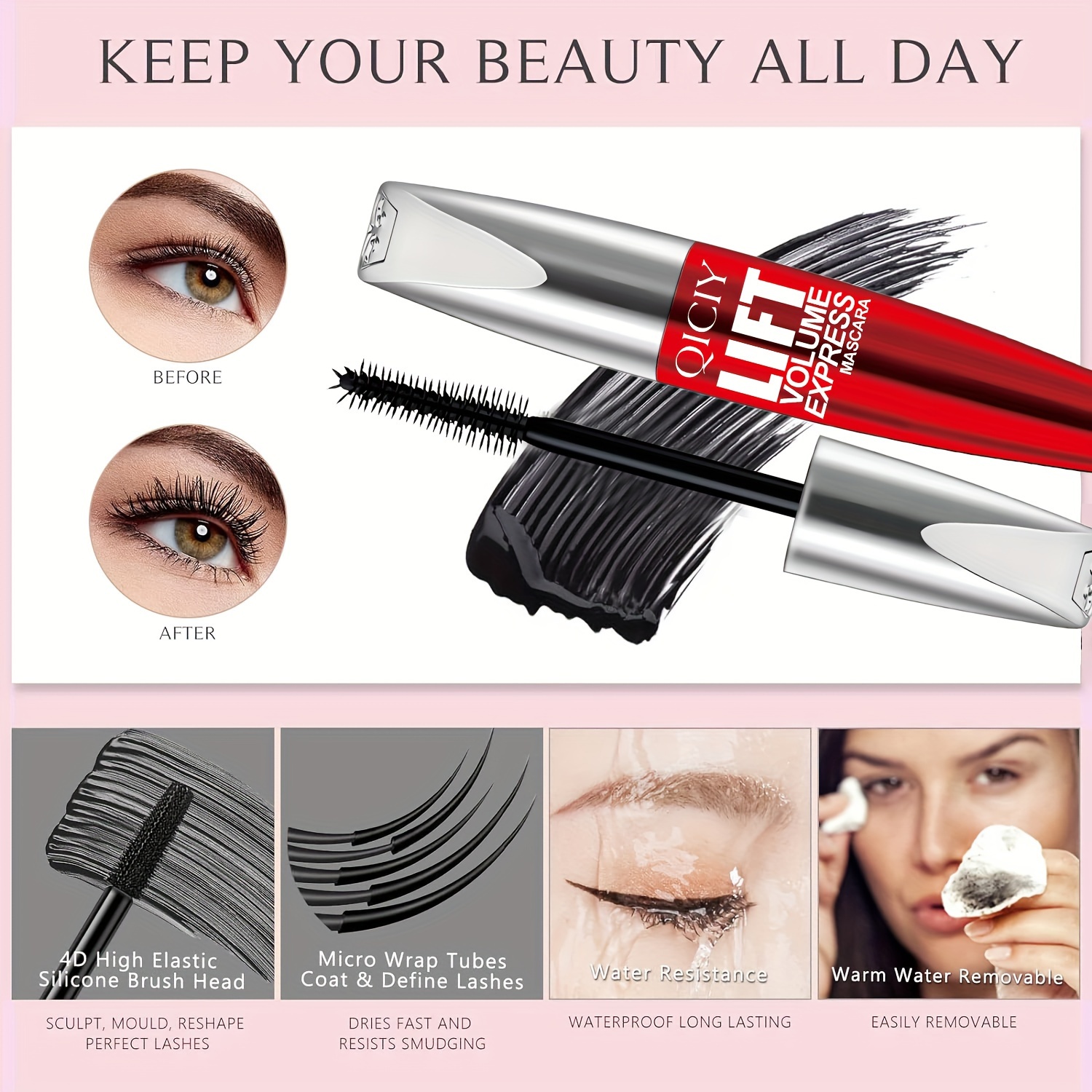 Set of 2pcs of 5D Maximum Volume Mascara, Designed for Long-Lasting, Curl-Enhancing, Smudge-Proof Eye Makeup, Perfect As a Valentine'S Day Gift for Women.