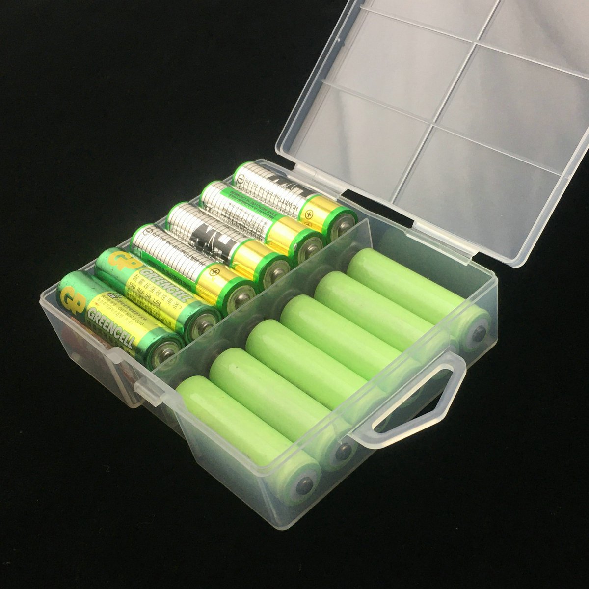 heavy duty plastic battery organizer storage case holds 54 Temu