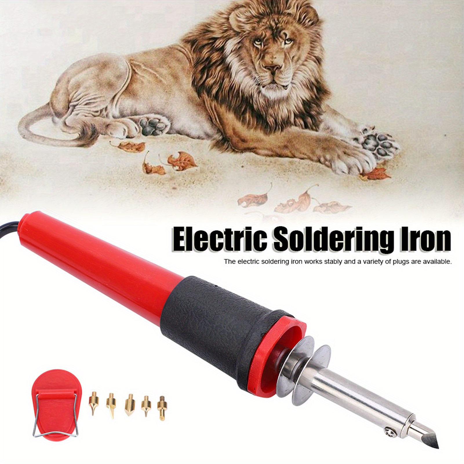 

Electric Soldering Iron Set Wood Burning Pen Engraving Carving Pyrography Tool 40wus Plug Ac110v