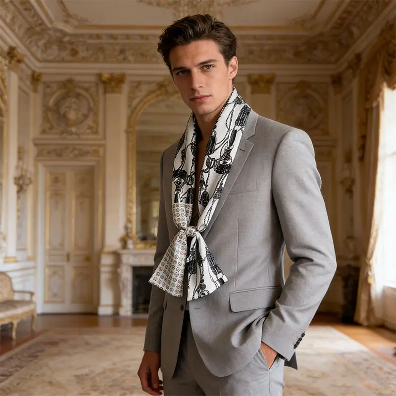 mens dress scarf white Silk Tuxedo by Bonton This heavy silk satin mens opera/tuxedo scarf is ideal for occasions that demand both formality and style Dress Mens Summer Scarves 100