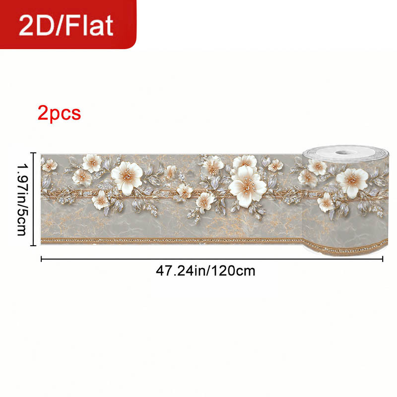 TEMU 2 Rolls Self-adhesive Removable Caulk Tape Suitable For & -stain, Multi- Removable Sealant Strip With Flower & Pearl Pattern, Cuttable Covering