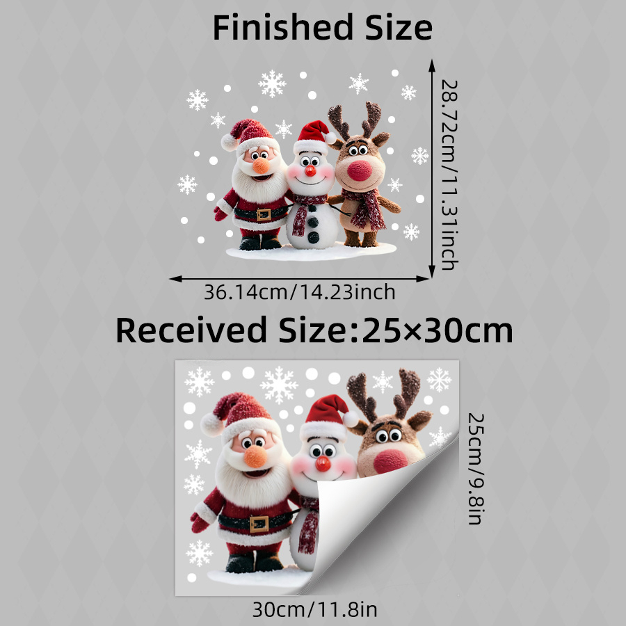 TEMU 1 autocollant décoratif de fenêtre pour les fêtes de Noël, Père Noël, de neige, , de neige, autocollants en verre, PVC adhésif, convient pour la
