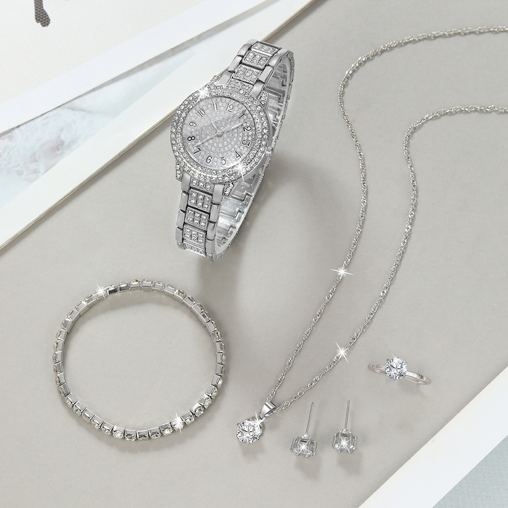 7PCS Set Women Luxury Casual Fashion Quartz Watch Necklace Earring Bracelet Ring 7PCS Set Women Luxury Casual Fashion Quartz Watch Necklace  main image 4